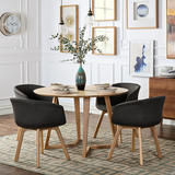 欧式圆形餐桌现代小户型榆木大圆桌6人简约实木圆餐桌椅组合家具