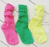 韩版儿童春秋夏糖果色中筒袜 女童学生中童大童运动袜 全棉堆堆袜