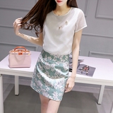 韩国代购2016夏季新款韩版两件套显瘦小清新包裙时尚套装裙短裙女