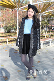 百家好冬季新款正品黑色中长款带帽修身显瘦韩版女式羽绒服