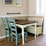 地中海卡座 美式乡村小户型餐厅餐桌椅组合 现代简约实木家具定制