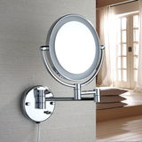 折叠带灯LED化妆镜 浴室伸缩美容镜 卫生间壁挂双面放大卫浴镜子