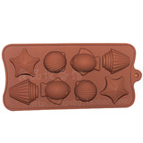 8连孔 海星 小鱼 贝壳 硅胶巧克力模具 果冻布丁DIY蛋糕模具 冰格