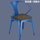 厂家直销美式乡村铁艺餐椅彩色做旧办公椅靠背椅电脑椅实木小椅子