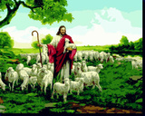 diy数字油画包邮特价 手绘客厅宗教人物风景装饰画40*50 耶稣牧羊