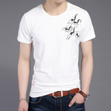 夏季中国风时尚薄款圆领男士短袖T恤 休闲纯棉衣服大码男装体恤潮