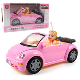 女孩玩具公主车带灯光音乐甲壳虫豪华汽车芭比娃娃敞篷车儿童玩具