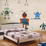 卡通机器人墙纸壁画 男孩儿童卧室床头背景墙壁纸 环保无纺布墙纸