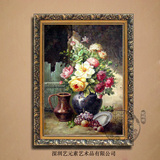 大芬手绘花卉油画欧式客厅餐厅玄关壁炉有框装饰画古典花卉YHG022