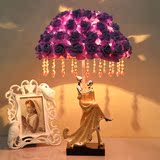 欧式台灯卧室床头灯粉色温馨公主灯田园花朵奢华创意时尚结婚礼物