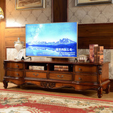 欧式实木电视柜美式乡村复古电视机柜新古典仿古风格带抽屉地柜