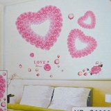3D立体可移玫瑰花墙贴客厅背景墙贴婚房浪漫温馨装饰墙纸情侣贴画