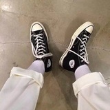 [购物少女]韩国ulzzang学院经典原宿系带高帮帆布鞋情侣鞋潮鞋