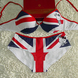外贸原单 少女可爱 舒适 纯棉 英国国旗印花图案 外贸内衣套装