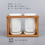 陶瓷筷子筒筷架沥水盒创意韩式双筷筒餐具笼架桶骨瓷厨房用品包邮