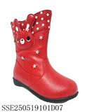 鞋柜正品女童靴冬季加绒保暖靴中筒时尚橡胶软底红色马丁靴清仓