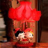 新婚婚庆台灯卧室温馨浪漫床头灯高档创意礼品红色娃娃摆件喜庆