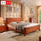 实木床全实木双人床现代中式家具高箱储物床1.5米1.8米婚床橡木床
