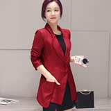 2016秋季新款西装外套女纯色大码长袖韩版修身小西装女短款小西服