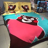 日式熊本熊磨毛纯棉四件套全棉床单被套床上用品蓝色加厚1.8m2.0m