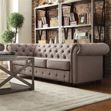 美式布艺沙发双人位小户型欧式沙发三人位拉扣实木现代沙发组合