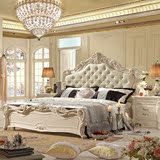 欧式实木床卧室家具双人床套装组合高箱储物床田园1.8米白色婚床