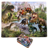 新款100片铁盒装动漫故事恐龙 猫和老鼠 托马斯 金刚木质拼图玩具