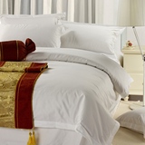五星级宾馆酒店床上用品60支丝光纯棉纯白贡缎床单式四件套可定做