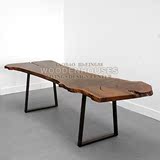 原生态设计师家具会议桌实木大班桌原木餐桌接待咖啡桌条凳058