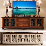 欧式美式乡村地中海电视柜仿古做旧实木雕花复古1.8米视听柜地柜