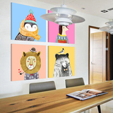 小清新动物装饰画创意卡通儿童房挂画卧室餐厅过道墙壁画组合无框
