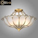 OBlink全铜欧式典雅客厅卧室餐厅书房地中海美式复古半吊吸顶灯