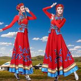 新款蒙古族舞蹈演出服装女长款少数民族舞表演服饰大摆裙蒙古袍秋