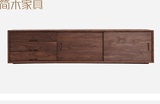 欧式纯实木电视柜定制黑胡桃木电视柜白橡木影视柜小户型简约地柜