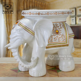 欧美英式仿象牙白色大象雕塑穿换鞋台凳梳化妆凳高档装饰工艺摆件