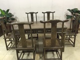 红木家具非洲鸡翅木明式餐桌长方形餐桌组合实木桌子一桌六椅