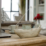 北欧风格一帆风顺船摆件现代创意树脂仿木船模型客厅书房酒柜摆设