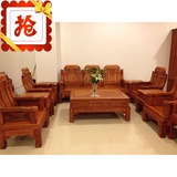 缅甸花梨象头如意沙发6件/中式红木家具/东阳木雕/大果紫檀沙发