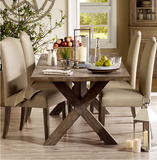 美式实木橡木仿古做旧长方形餐桌 法式简约客厅办公桌书桌餐桌