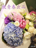 鲜花速递-广州鲜花-创意鲜花定制 绣球洋桔梗白玫瑰花束特价