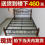 简约现代铁床 1.2 1.5 1.8米铁艺床 加固钢木床 铁架床 现货特价