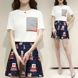 2016夏季新款时尚短袖女装两件套韩版修身显瘦运动休闲短裤套装女
