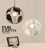 美式铁艺吊灯个性创意地球仪吊灯复古工业风酒吧台卧室餐厅吊灯具