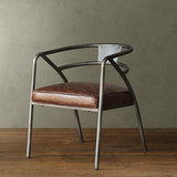 美式复古餐椅休闲单人沙发椅咖啡酒吧椅创意休闲椅铁艺皮质坐垫椅