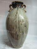 五十年代石湾陶瓷美术工艺藏品家居摆件六片瓜棱双耳瓶