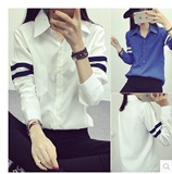 2016春装新款韩版学院风修身打底衫薄款学生衬衣白衬衫女长袖韩范