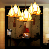 中式灯新古典荷叶灯酒店客厅简约布艺灯工程布景装饰灯具莲花吊灯