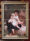 格丽手绘油画 欧式复古壁画 卧室玄关挂画装饰画《母子情》