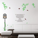创意家居装饰 信箱树叶小鸟墙贴 墙纸自粘墙纸贴画三代可移除壁纸