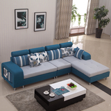 布艺沙发小户型组合L型可拆洗沙发带凳子现代简约布沙发客厅家具